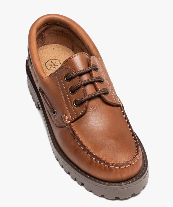 Mocassins unis en cuir à semelle crantée garçon vue5 - GEMO 4G GARCON - GEMO