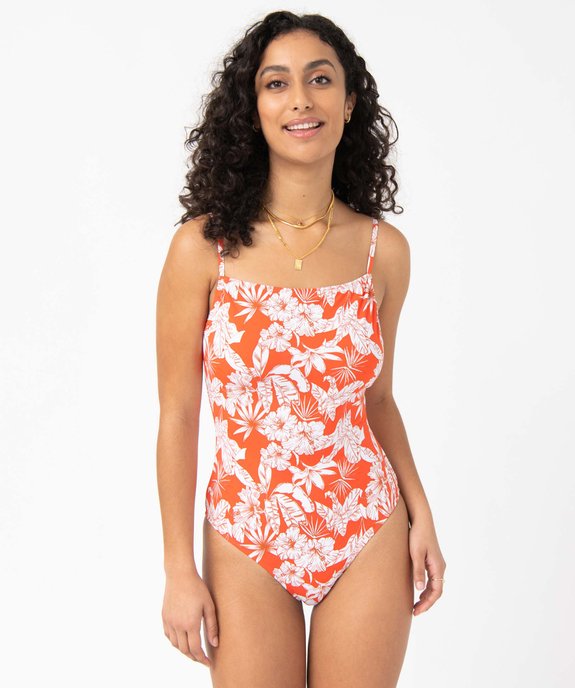 Maillot de bain femme une pièce à motifs fleuris vue2 - GEMO 4G FEMME - GEMO