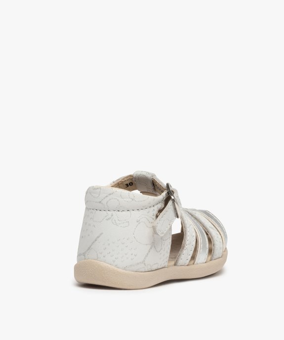Sandales premiers pas bébé fille en cuir détails métallisés vue4 - GEMO(BEBE DEBT) - GEMO