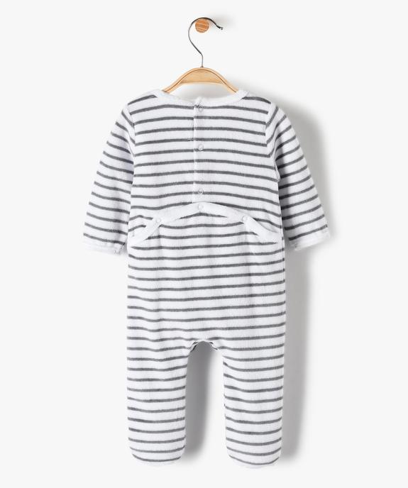Pyjama bébé garçon en velours rayé et brodé vue4 - GEMO(BB COUCHE) - GEMO