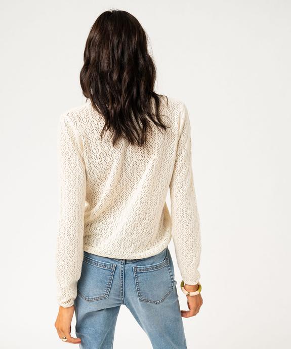 Gilet en fine maille ajourée à boutons fantaisie femme vue3 - GEMO 4G FEMME - GEMO