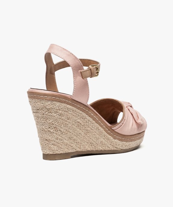 Sandales femme avec noeud et talon compensé en corde  vue4 - GEMO(URBAIN) - GEMO