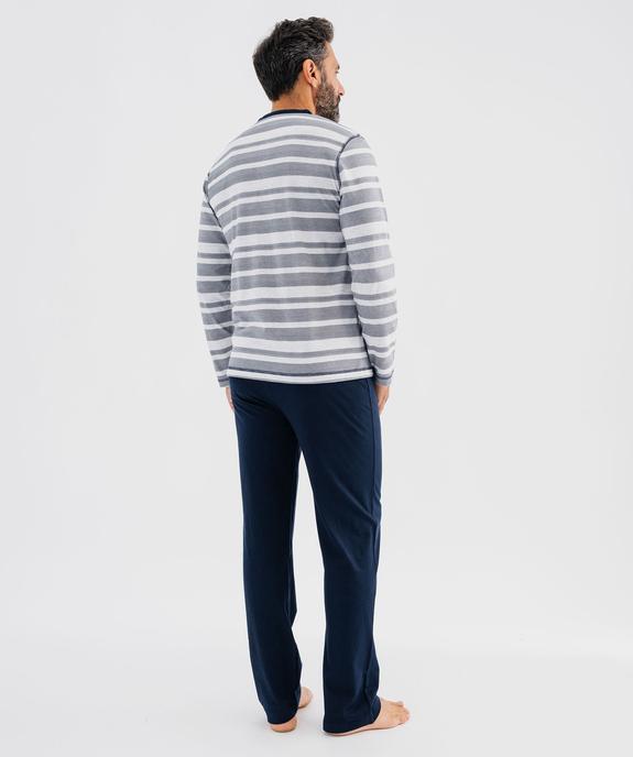 Pyjama en jersey de coton à col tunisien homme vue3 - GEMO 4G HOMME - GEMO