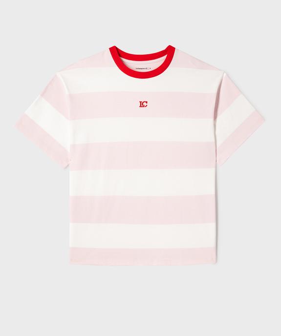 Tee-shirt manches courtes à larges rayures et imprimé dos mixte - LuluCastagnette X Alizée vue1 - LULUCASTAGNETTE - GEMO