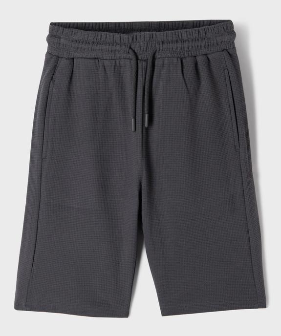 Bermuda de sport uni en maille nid d’abeille garçon vue1 - GEMO 4G GARCON - GEMO