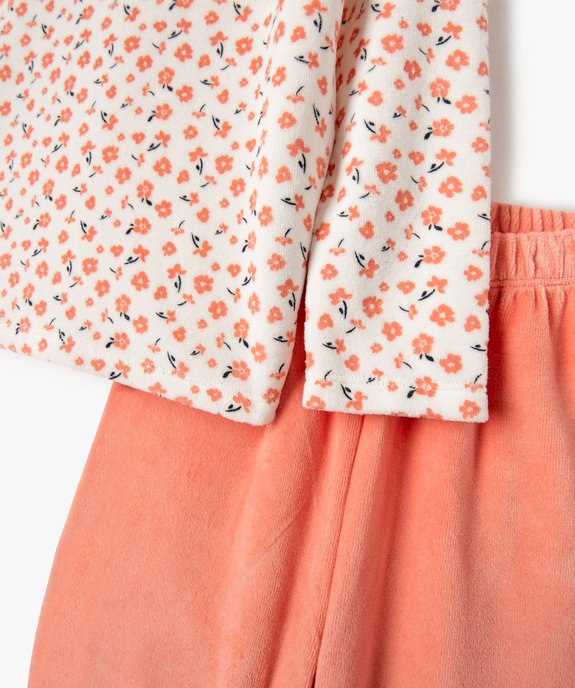 Pyjama fille en velours à motifs fleuris vue2 - GEMO (ENFANT) - GEMO
