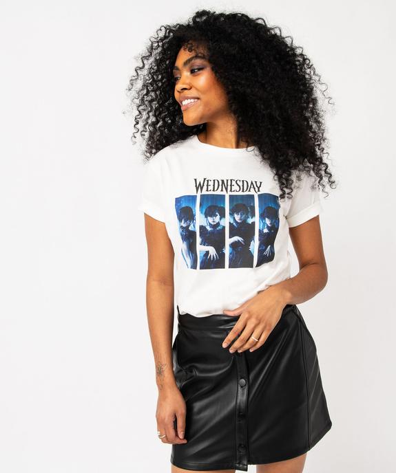 Tee-shirt manches courtes imprimé femme - Wednesday vue1 - WEDNESDAY - GEMO