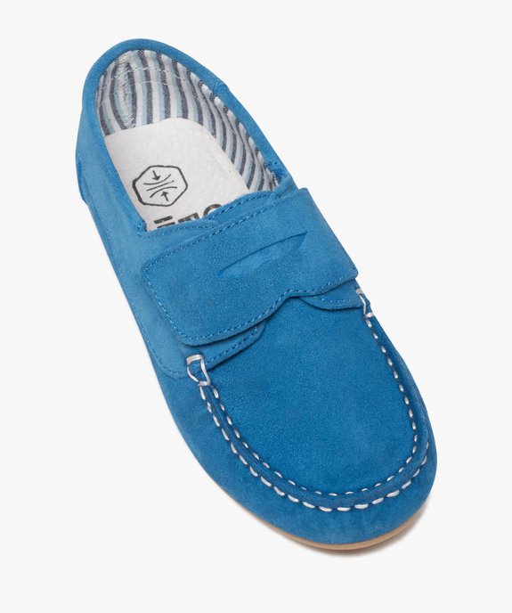 Mocassins garçon à scratch dessus cuir retourné uni vue5 - GEMO (ENFANT) - GEMO