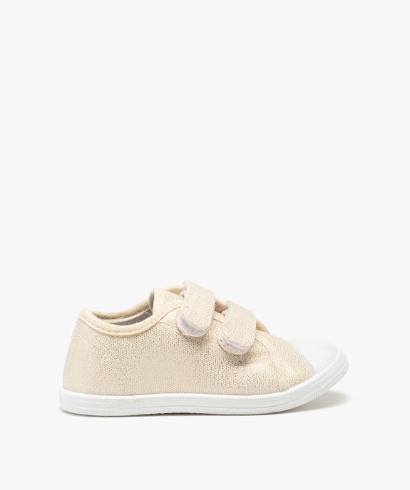 Tennis bébé fille en toile brillante et bout renforcé  vue1 - GEMO(BEBE DEBT) - GEMO