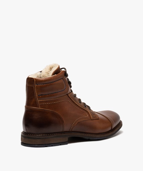Boots homme à lacets dessus cuir intérieur chaud - Tanéo vue4 - TANEO - GEMO