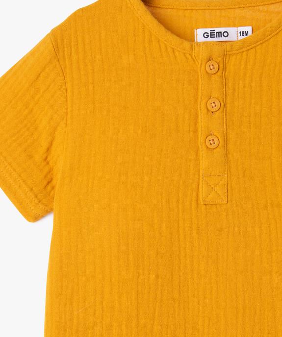 Ensemble 2 pièces en gaze de coton bébé garçon short + tee-shirt vue2 - GEMO(BEBE DEBT) - GEMO