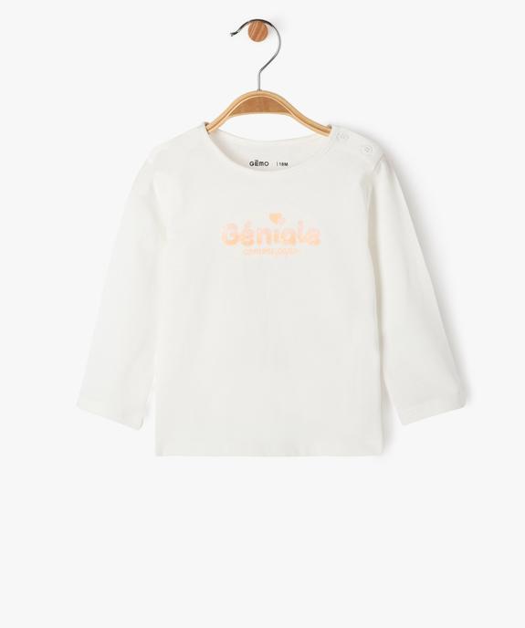 Tee-shirt à manches longues à message bébé fille vue1 - PREMIER PRIX BY GEMO - GEMO