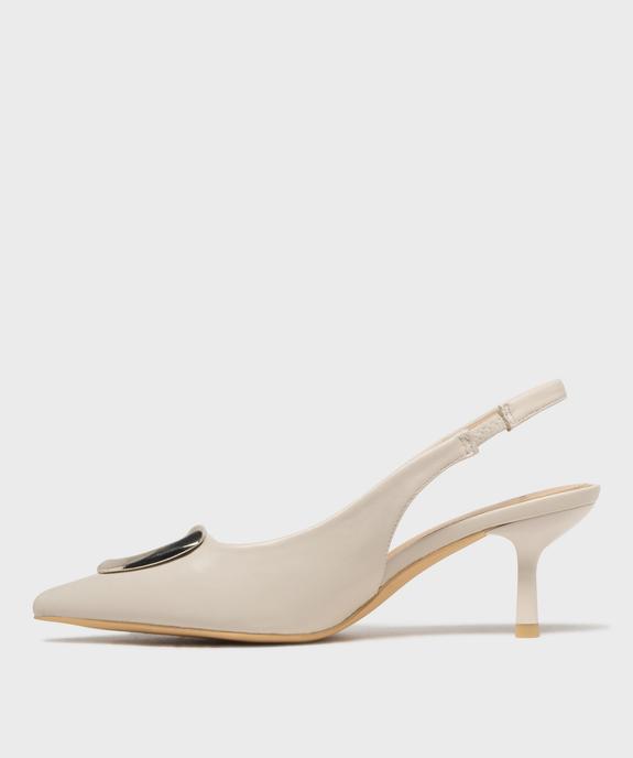 Escarpins slingback à bout pointu et talon fin femme - Follow Me vue3 - FOLLOW ME - GEMO