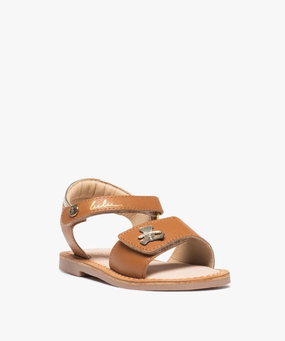 Sandales fille unies dessus en cuir et détail brillant - Lulu Castagnette vue2 - LULU CASTAGNETT - GEMO