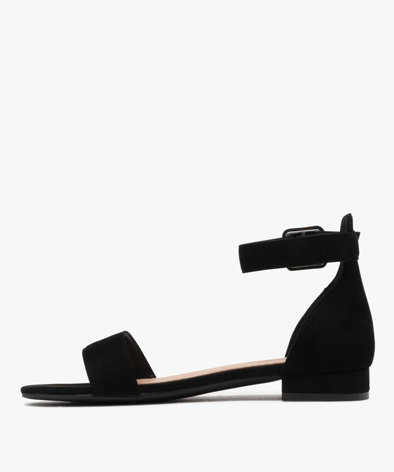 Sandales en velours à petit talon plat et bride à boucle femme vue3 - VALENTINA BALDA - GEMO