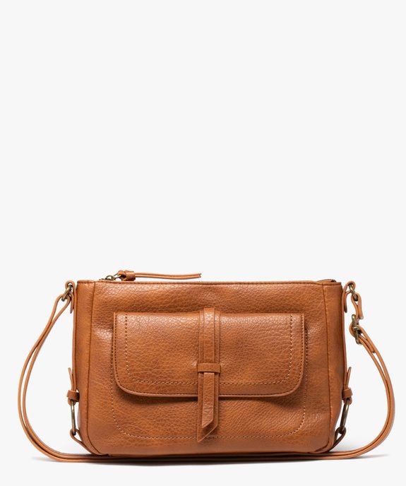 Sac besace zippé en matière grainée femme vue1 - GEMO (ACCESS) - GEMO