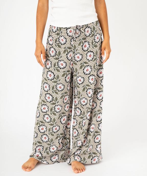 Bas de pyjama large imprimé en viscose femme vue2 - GEMO 4G FEMME - GEMO