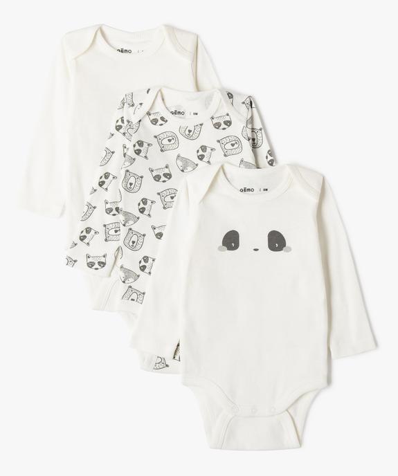 Bodies à manches longues à motifs animaux bébé (lot de 3) vue1 - GEMO 4G BEBE - GEMO