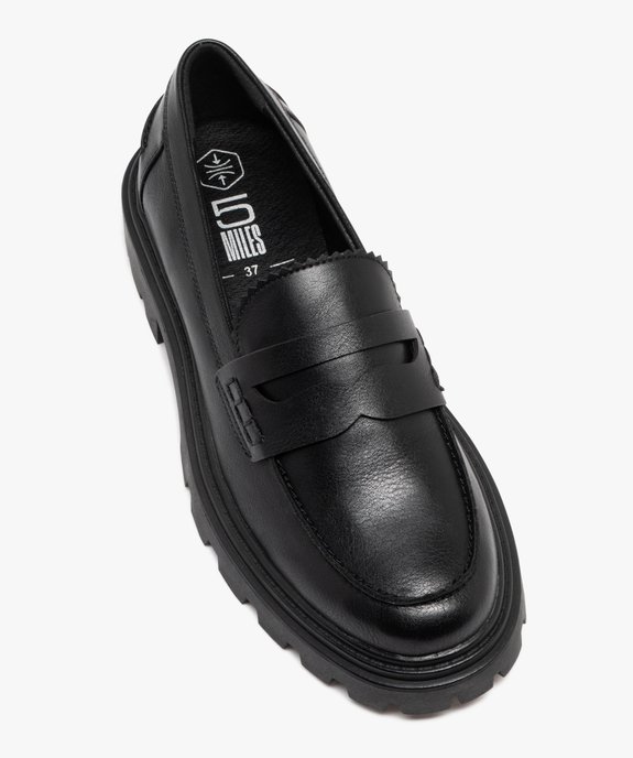 Mocassins femme Penny Loafer à languette dentelée et semelle crantée vue6 - 5 MILES - GEMO