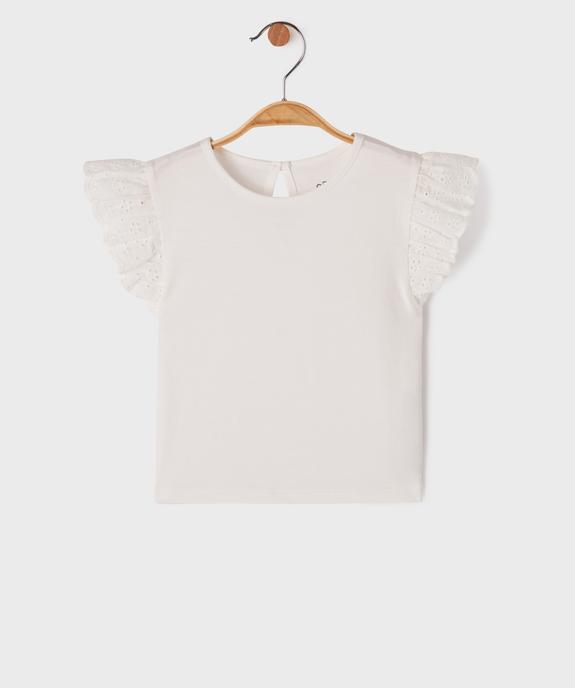 Tee-shirt manches courtes volantées en broderie bébé fille vue1 - GEMO(BEBE DEBT) - GEMO