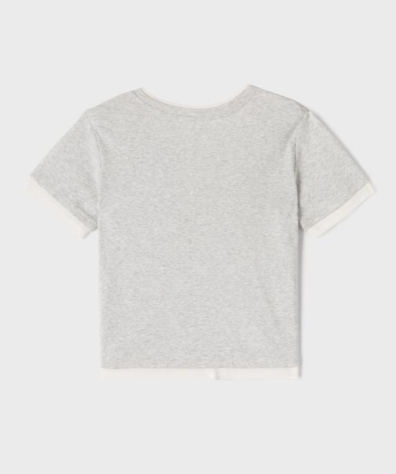 Tee-shirt manches courtes avec finitions contrastantes fille vue3 - GEMO 4G FILLE - GEMO