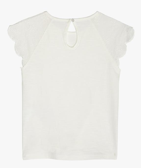Tee-shirt fille avec épaules en broderie anglaise et bas à nouer vue4 - GEMO 4G FILLE - GEMO