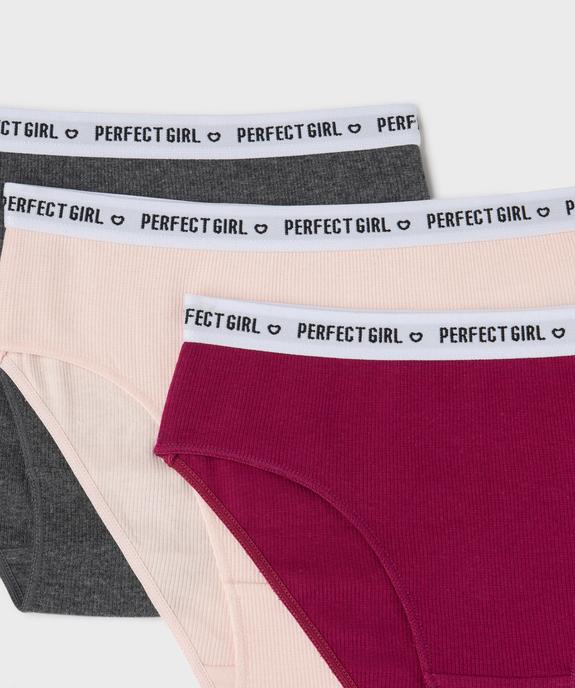 Culottes en maille côtelée coton stretch avec ceinture marquée fille (lot de 3) vue2 - GEMO 4G FILLE - GEMO