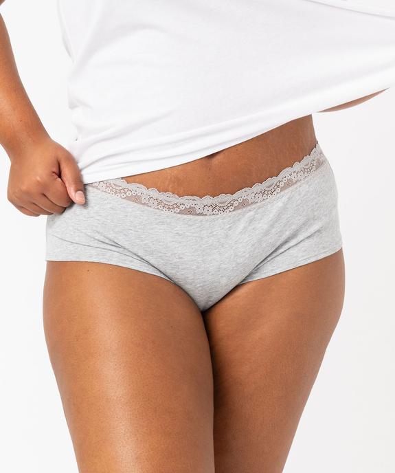 Shorty en coton stretch avec taille en dentelle femme grande taille (lot de 2) vue1 - GEMO 4G FEMME - GEMO