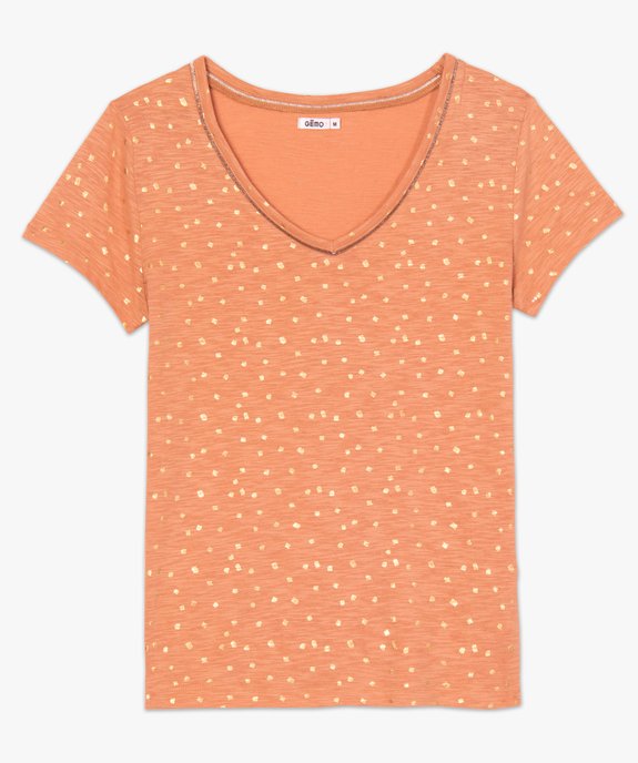 Tee-shirt femme à manches courtes avec motifs pailletés vue4 - GEMO(FEMME PAP) - GEMO