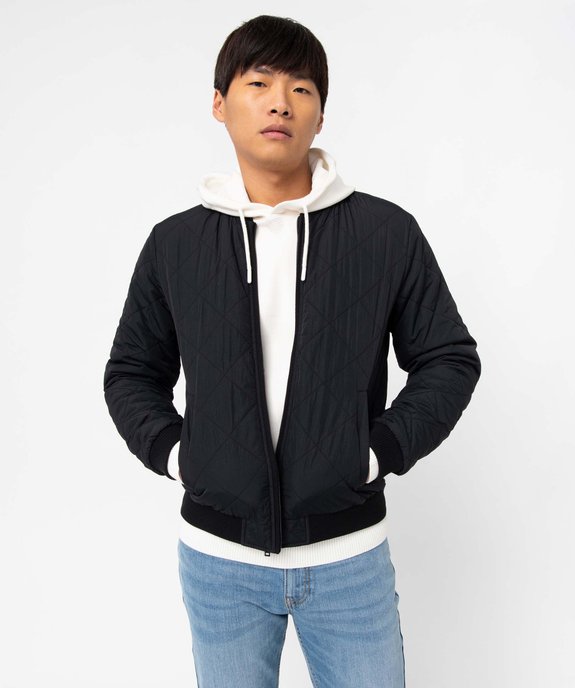 Blouson homme en matière matelassée et finitions en bord-côte vue1 - GEMO 4G HOMME - GEMO