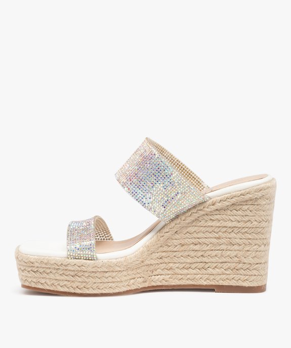 Sandales femme compensées à brides scratch en cuir vue3 - GEMO(URBAIN) - GEMO