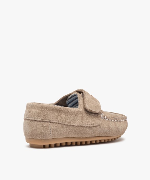 Mocassins garçon dessus cuir retourné fermeture scratch vue4 - GEMO (ENFANT) - GEMO
