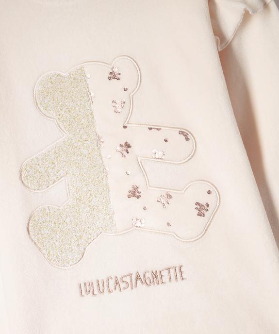 Pyjama en velours bicolore fille avec volants - LuluCastagnette vue2 - LULUCASTAGNETTE - GEMO