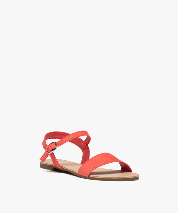 Sandales fille à brides en suédine unie vue2 - GEMO (ENFANT) - GEMO