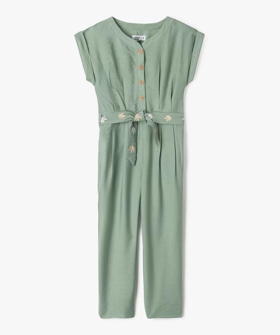 Combinaison longue en viscose à ceinture brodée fille vue1 - GEMO 4G FILLE - GEMO