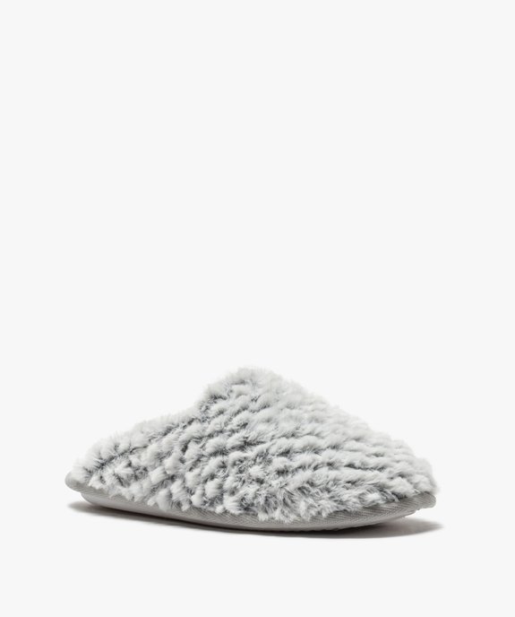 Chaussons femme mules plates en textile peluche vue2 - GEMO(HOMWR FEM) - GEMO