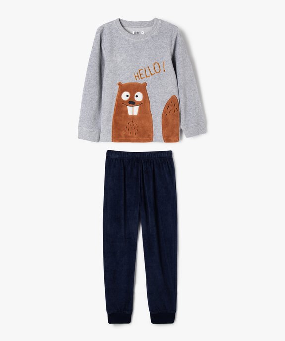 Pyjama en velours avec motif castor garçon vue1 - GEMO (ENFANT) - GEMO