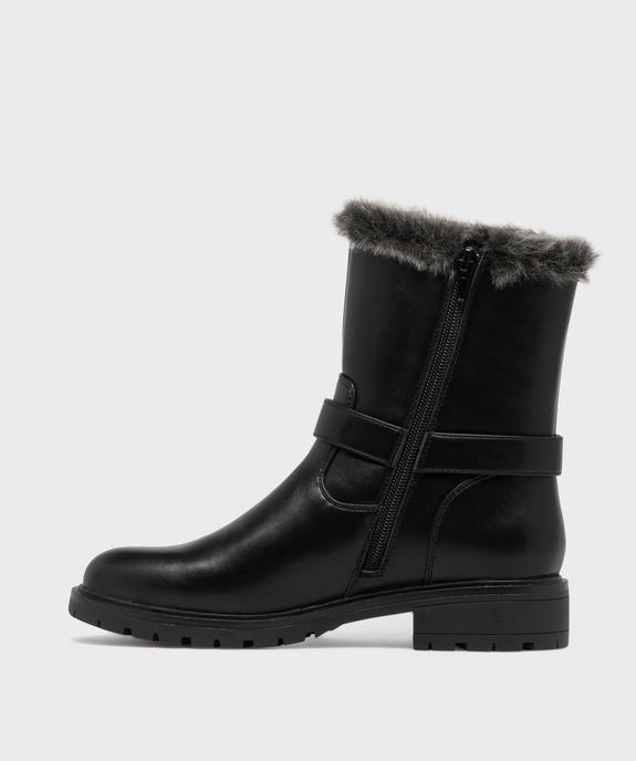 Boots motardes à ourlet fourrure imitation femme - VALENTINA BALDA Boots motardes à ourlet fourrure imitation femme vue4 - VALENTINA BALDA - GEMO