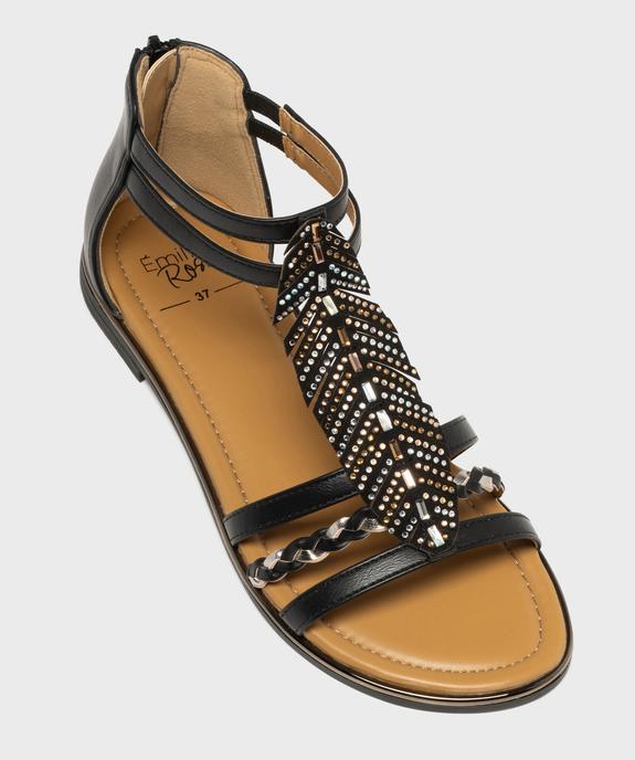 Sandales plates à brides avec fermeture zip au talon femme - Emilia Rosa vue5 - EMILIA ROSA - GEMO