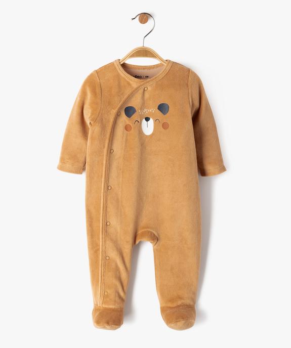 Pyjama dors-bien en velours fermeture devant bébé vue2 - GEMO 4G BEBE - GEMO