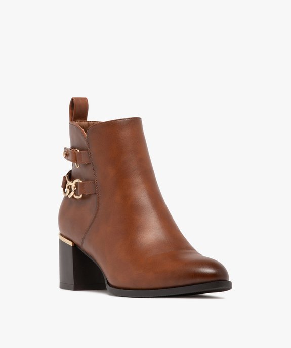 Boots femme à talon carré avec liseré doré et brides fantaisie vue2 - GEMO(URBAIN) - GEMO