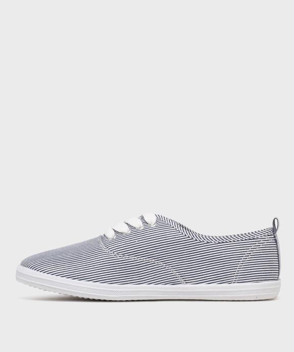 Tennis en toile à rayures femme - Follow Me vue3 - FOLLOW ME - GEMO