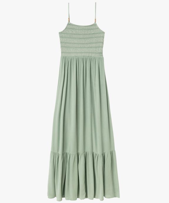 Robe longue et ample à bretelles et buste smocké femme vue4 - GEMO 4G FEMME - GEMO