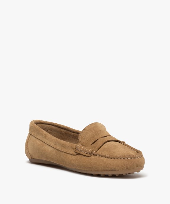 Mocassins femme en cuir uni et semelle à picots vue2 - GEMO (CASUAL) - GEMO