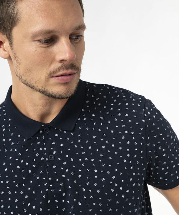 Polo manches courtes en jersey à petits motifs graphiques homme vue5 - GEMO (HOMME) - GEMO