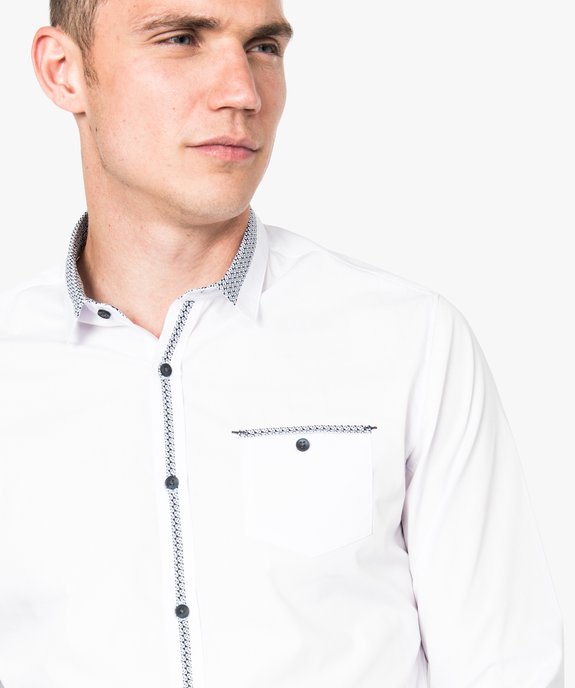 Chemise coupe slim avec liserés à motifs vue2 - GEMO (HOMME) - GEMO
