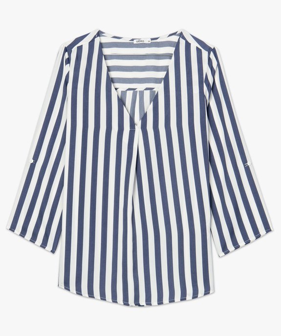 Blouse femme à rayures avec col V vue4 - GEMO(FEMME PAP) - GEMO