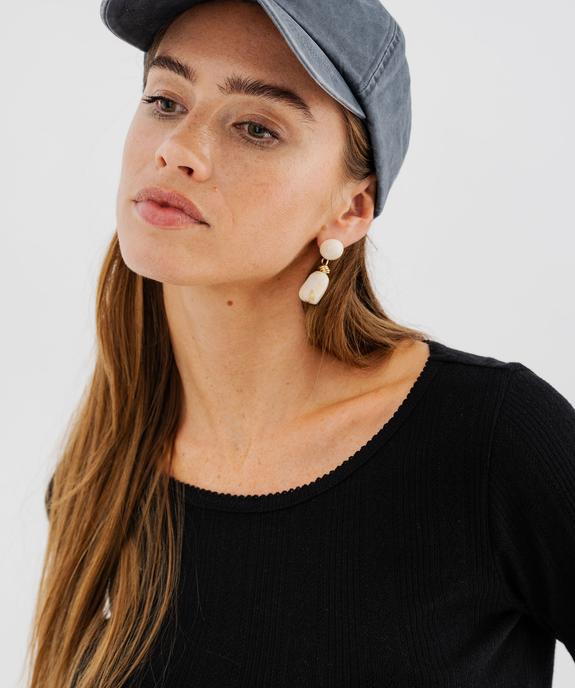 Tee-shirt manches longues en maille fantaisie femme vue3 - GEMO(FEMME PAP) - GEMO