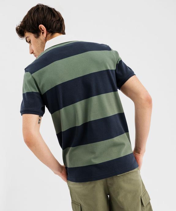 Polo manches courtes en jersey de coton rayé homme vue3 - GEMO 4G HOMME - GEMO