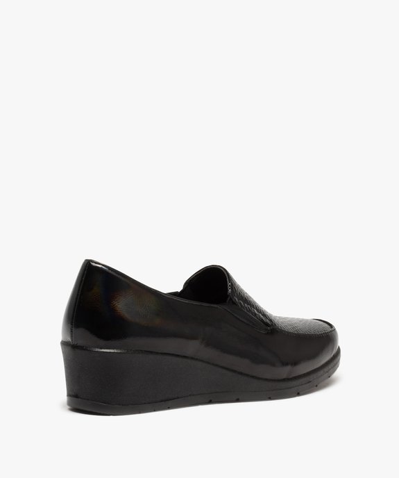 Mocassins femme confort et dessus vernis uni à talon compensé vue4 - GEMO 4G FEMME - GEMO